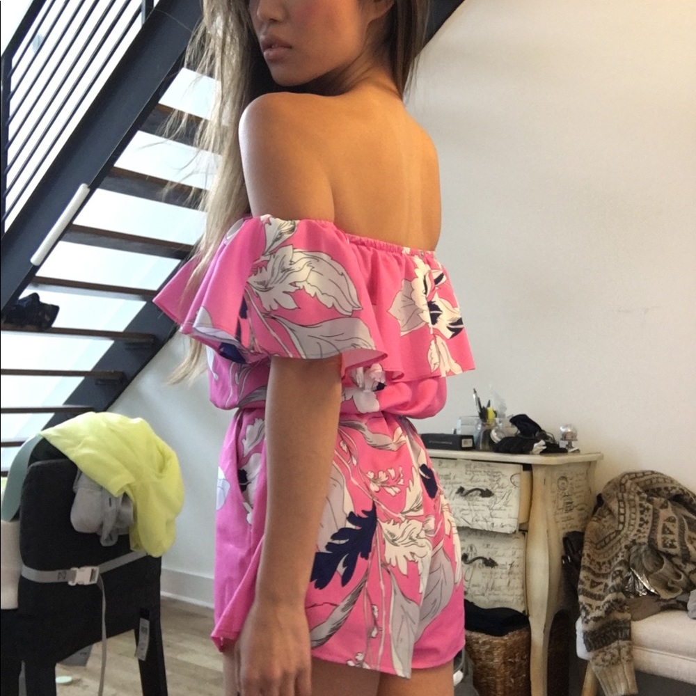 YUMI KIM cold off the shoulder romper PINK XS